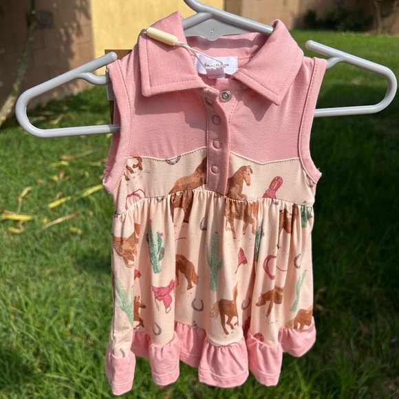 Angel Dear Pink Baby Dress with Horse Pattern - Picture 2 of 5